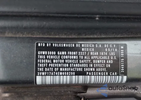 2014 Volkswagen Beetle 1.8T Entry from USA, damaged, VIN 3VWF17AT4EM658298